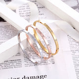Stainless Steel Cubic Zirconia Bangles Golden Jewelry