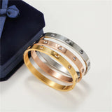 Stainless Steel Cubic Zirconia Woman Bracelets Golden Jewelry