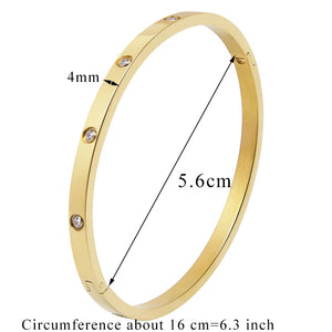 Stainless Steel Cubic Zirconia Woman Bracelets Golden Jewelry