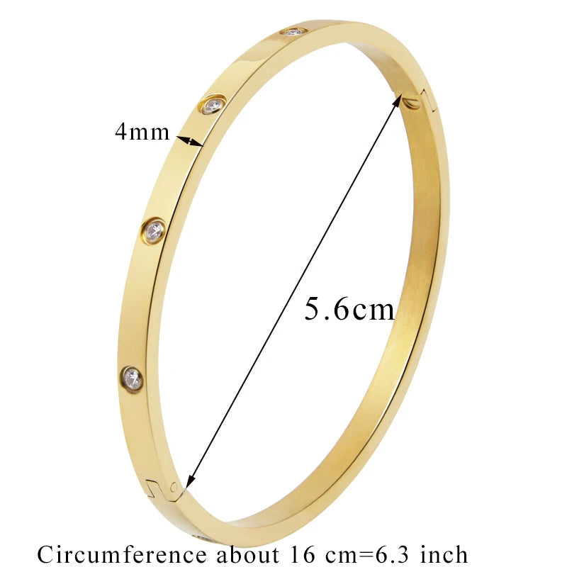Stainless Steel Cubic Zirconia Woman Bracelets Golden Jewelry