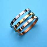 Stainless Steel CZ Bangle Bracelet Set Golden Jewelry