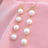 9-10mm South Sea Pearl Long Earrings - Daily Wear for Girls