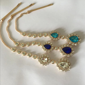 Kundan Stone Matha Patti Hair Style