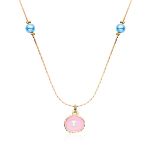 Merliah Mermaid Tale Pearl Necklace Pink Shell Metal Princess Jewelry