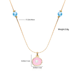 Merliah Mermaid Tale Pearl Necklace Pink Shell Metal Princess Jewelry