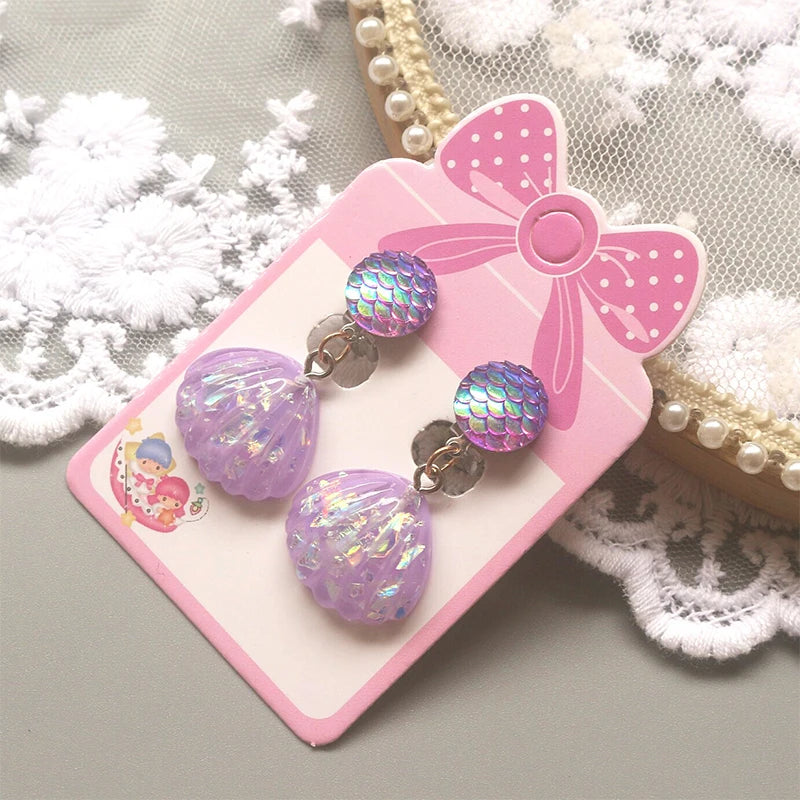 Mermaid Scales Clip on Earrings for Girls - No Pierced Jewelry