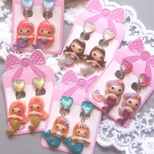 Mermaid Scales Clip on Earrings for Girls - No Pierced Jewelry
