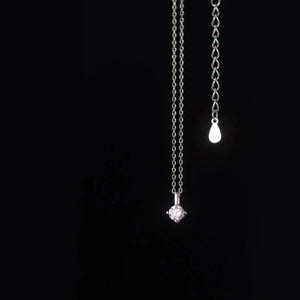 925 Silver Tear Drop Pendant Necklace CZ Zircon