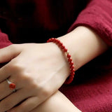 6MM Cinnabar Beads Lucky Bracelet Wrist Pray Meditation Spirituality
