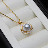Freshwater Pearl Necklace, Cute Pendant with Mother of Pearl