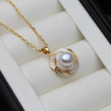 Freshwater Pearl Necklace, Cute Pendant with Mother of Pearl
