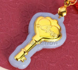 Natural A Jadeite Jade + 18K Solid Chinese Heart Lock Lucky Pendant + Necklace