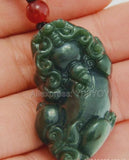 Green HeTian Jade PiXiu Amulet Lucky Pendant Necklace
