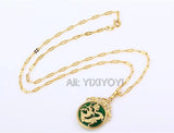 Green Jade Dragon Amulet Pendant Necklace