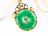 Green Jade Dragon Amulet Pendant Necklace