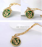 Green Jade Dragon Amulet Pendant Necklace