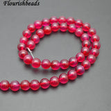 Hot Red Fuschia Agate Smooth Stone Beads 6mm 8mm 10mm DIY Jewelry