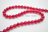 Hot Red Fuschia Agate Smooth Stone Beads 6mm 8mm 10mm DIY Jewelry