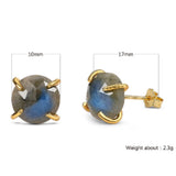 Labradorite Stud Earrings 925 Silver Women's Post Earrings