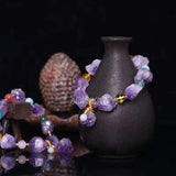 Purple Crystal Quartz Beads Multicolor Gem Lucky Bracelet