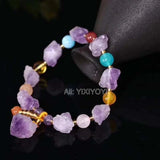 Purple Crystal Quartz Beads Multicolor Gem Lucky Bracelet
