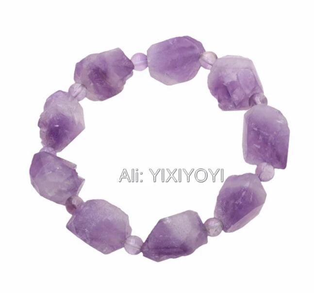 Purple Crystal Quartz Beads Multicolor Gem Lucky Bracelet
