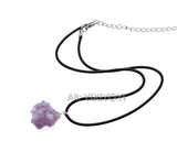 Natural Purple Crystal Unique Rock Beads Lucky Pendant + Necklace
