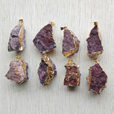 Natural Raw Ore Amethysts Stone Druzy Pendants for Necklace Jewelry 8pcs/lot
