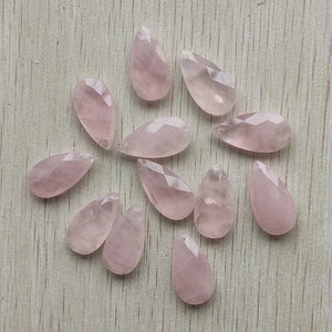 Rose Quartz Water Drop Cut Faceted Pendants 12pcs