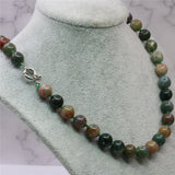 Green Indian Agates Round Beads 8/10/12mm Necklace