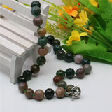 Green Indian Agates Round Beads 8/10/12mm Necklace
