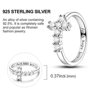 925 Sterling Silver Gem Cross Ring Boutique Jewelry