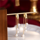 Pearl Tassel Earrings Style Jewelry For Women Girls