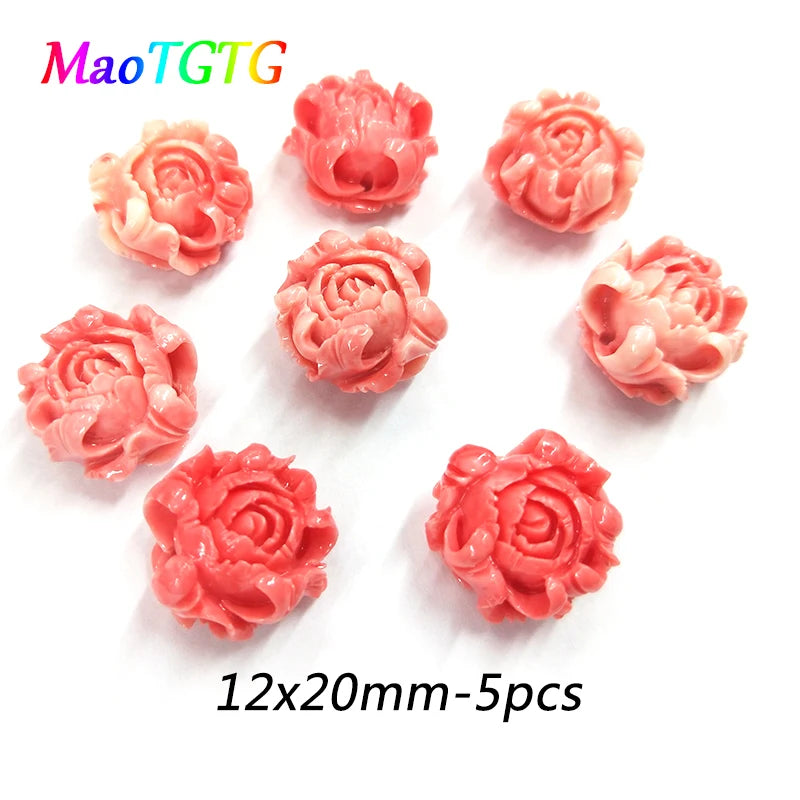 Peony Coral Beads 20x12mm for Jewelry Making Necklace Earring Handicrafts