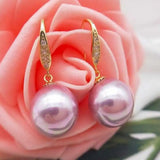 Shell Pearl Dangle Earrings 14K Thanksgiving Wedding Women Accessories