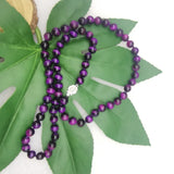 Purple 8mm Tiger Eye Bead Necklace 24 Inch High-end Jewelry Ladies Party