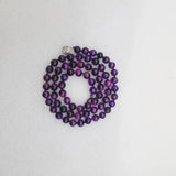 Purple 8mm Tiger Eye Bead Necklace 24 Inch High-end Jewelry Ladies Party