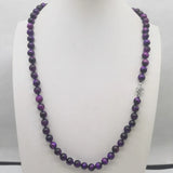 Purple 8mm Tiger Eye Bead Necklace 24 Inch High-end Jewelry Ladies Party