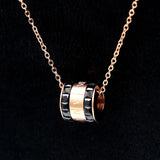 Roman Numerals Zircon Pendant Necklace Titanium Steel Rose Jewelry Gift