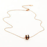 Roman Numerals Zircon Pendant Necklace Titanium Steel Rose Jewelry Gift