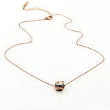 Roman Numerals Zircon Pendant Necklace Titanium Steel Rose Jewelry Gift