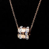 Roman Numerals Zircon Pendant Necklace Titanium Steel Rose Jewelry Gift