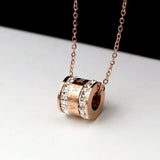 Roman Numerals Zircon Pendant Necklace Titanium Steel Rose Jewelry Gift