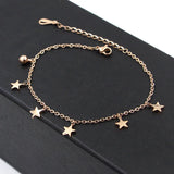 Rose Pentagram And Bell Anklet For Women Stainless Steel High Anklet