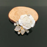 Roses Pearl Flower Embellishment Clear Rhinestones Vintage Crystal Button