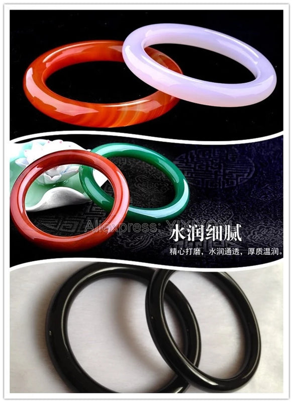 Round Red Green Veins Agate Jade Bangle Woman's Bangles Sweet Girl's Gift