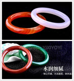 Round Red Green Veins Agate Jade Bangle Woman's Bangles Sweet Girl's Gift