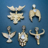 Zircon Angel Wings Animal Necklace Pendants for Jewelry Making