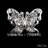 Silver Rhinestone Small Butterfly Brooch