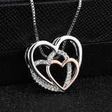 Silver Three Hearts Necklaces & Pendants for Women Lady Cubic Zirconia